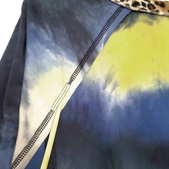 Umgee Tie Dye Mixed Print Long Sleeve Top Exposed Seam Tunic Blouse Plus Sz 1XL - Picture 12 of 12